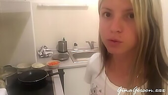 Young Blonde Teen Cooks Russian Borscht